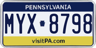 PA license plate MYX8798