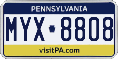 PA license plate MYX8808