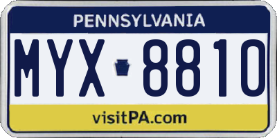 PA license plate MYX8810