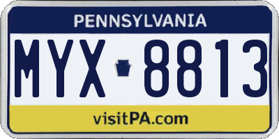 PA license plate MYX8813