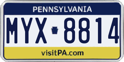 PA license plate MYX8814