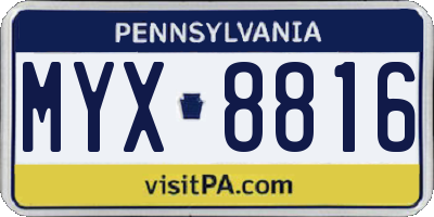 PA license plate MYX8816