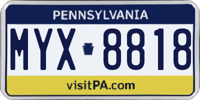 PA license plate MYX8818