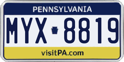 PA license plate MYX8819