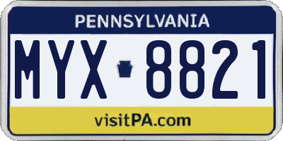 PA license plate MYX8821