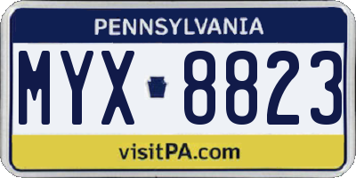 PA license plate MYX8823