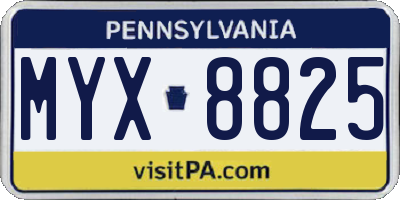 PA license plate MYX8825