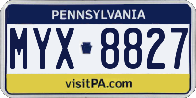 PA license plate MYX8827