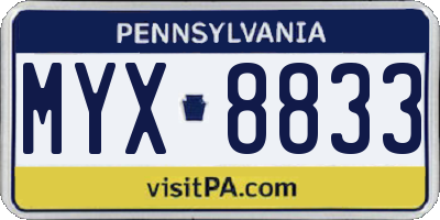 PA license plate MYX8833