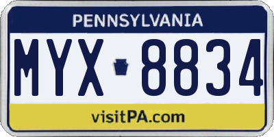 PA license plate MYX8834