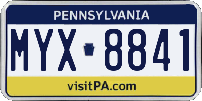 PA license plate MYX8841