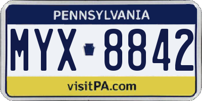 PA license plate MYX8842
