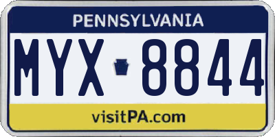 PA license plate MYX8844