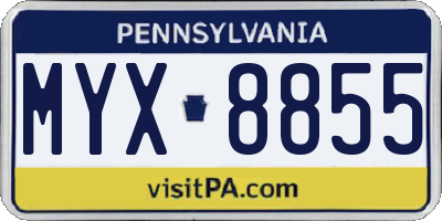 PA license plate MYX8855