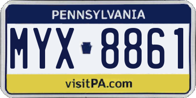 PA license plate MYX8861