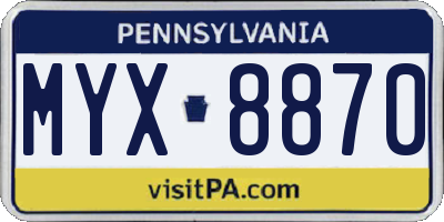 PA license plate MYX8870