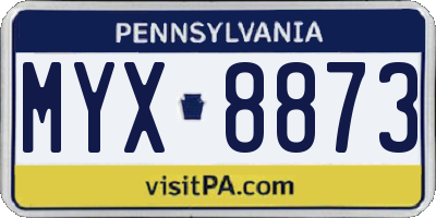 PA license plate MYX8873