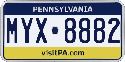 PA license plate MYX8882
