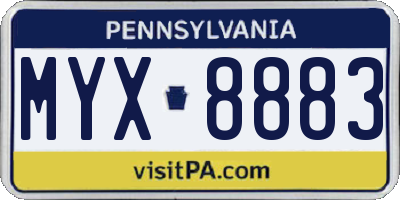 PA license plate MYX8883