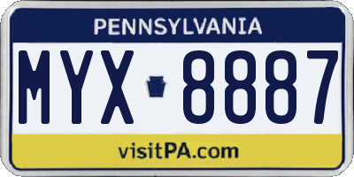 PA license plate MYX8887