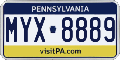 PA license plate MYX8889
