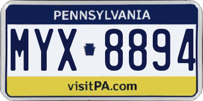 PA license plate MYX8894