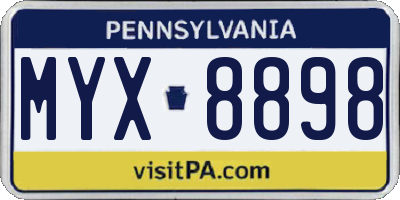 PA license plate MYX8898