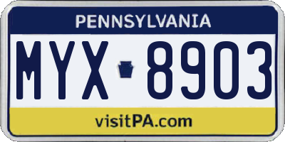 PA license plate MYX8903