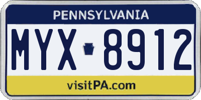 PA license plate MYX8912