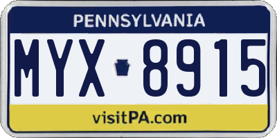 PA license plate MYX8915