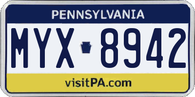 PA license plate MYX8942