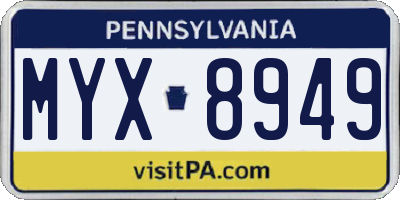 PA license plate MYX8949