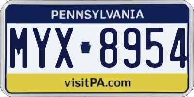 PA license plate MYX8954