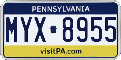 PA license plate MYX8955