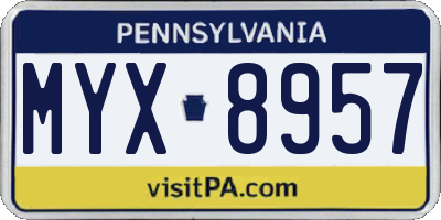 PA license plate MYX8957