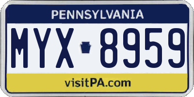 PA license plate MYX8959