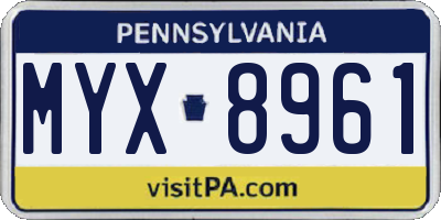 PA license plate MYX8961