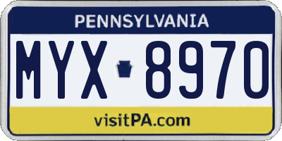 PA license plate MYX8970