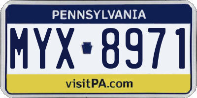 PA license plate MYX8971