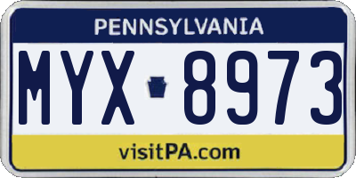 PA license plate MYX8973