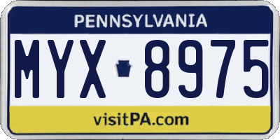 PA license plate MYX8975