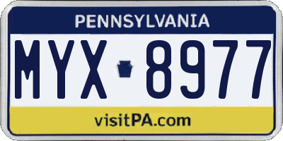 PA license plate MYX8977
