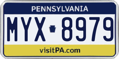 PA license plate MYX8979