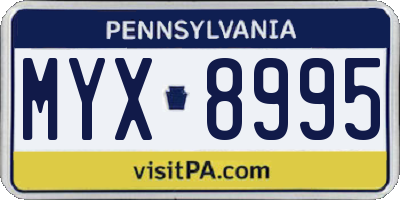 PA license plate MYX8995