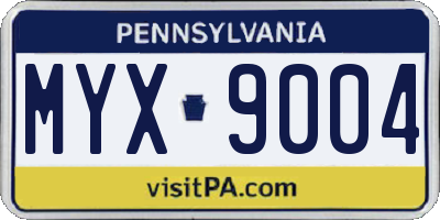 PA license plate MYX9004