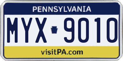 PA license plate MYX9010