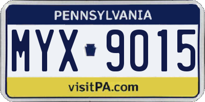 PA license plate MYX9015