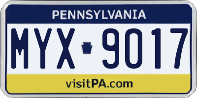 PA license plate MYX9017