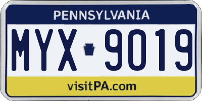 PA license plate MYX9019
