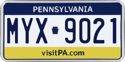 PA license plate MYX9021